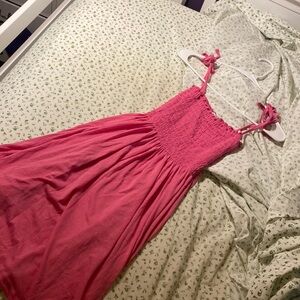 pink ruched top dress